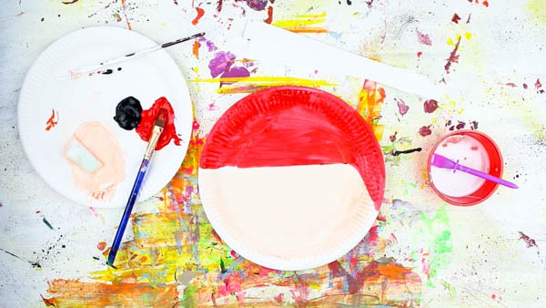 600x338 Paper Plate Santa Claus - Santa Painting For Kids