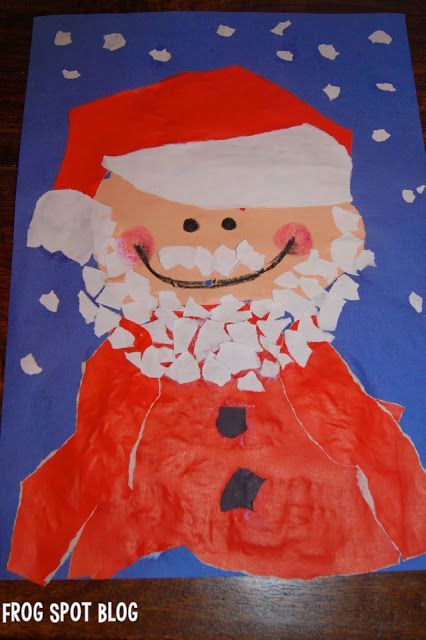 426x640 Torn Paper Santa - Santa Painting For Kids