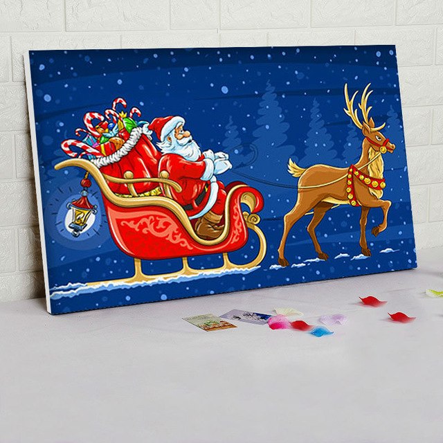640x640 Diy Oil Painting Santa Claus Digital Paint By Numbers Christmas - Santa Painting For Kids