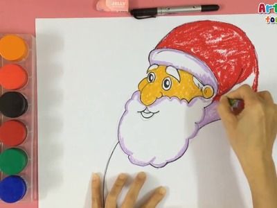 400x300 Draw, How To Draw Santa Claus For Christmas - Santa Painting For Kids