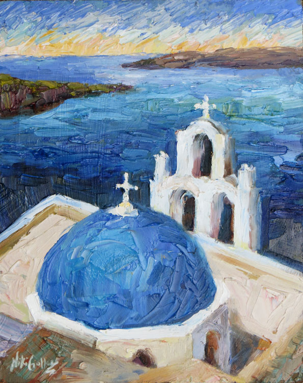 595x752 Niki Gulley Palette Knife Oil Painting - Santorini Oil Painting