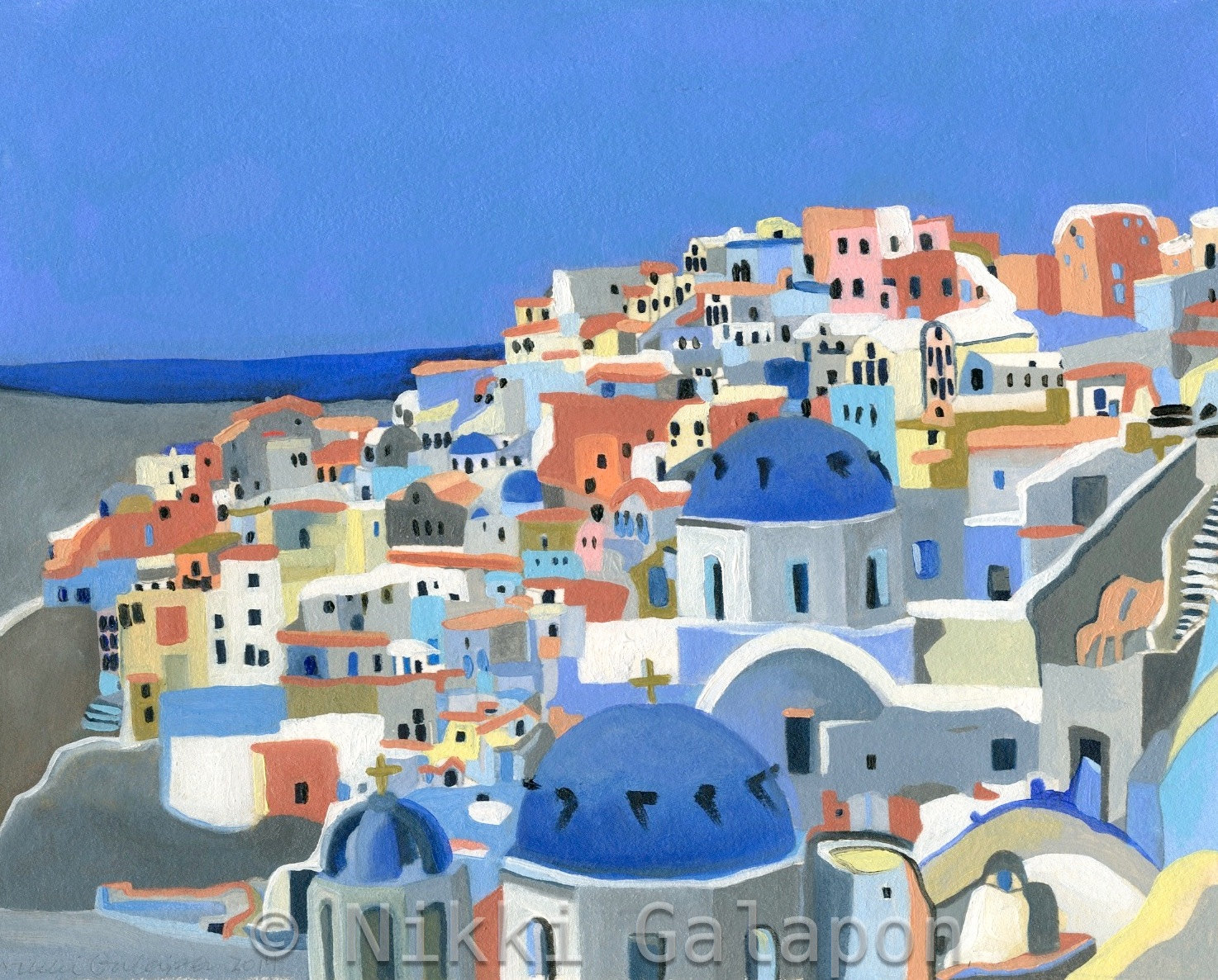 1474x1187 Santorini Original Oil Painting 8x10 Greece - Santorini Oil Painting