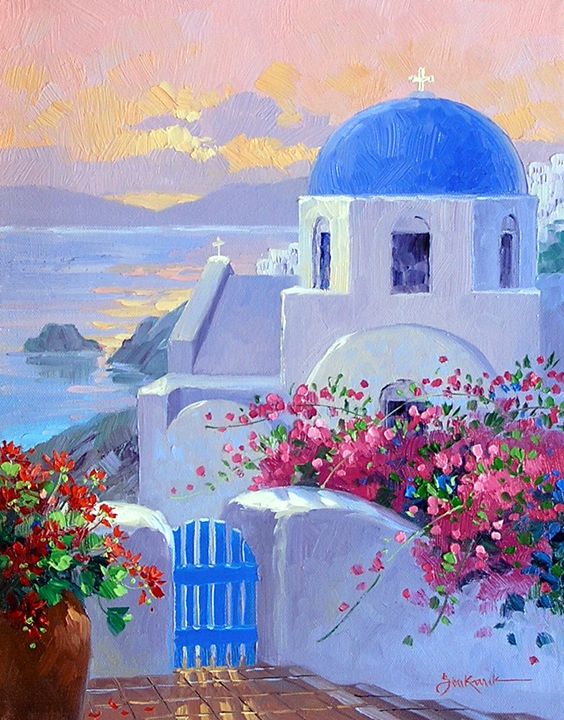 Santorini Oil Painting At Paintingvalley.com 