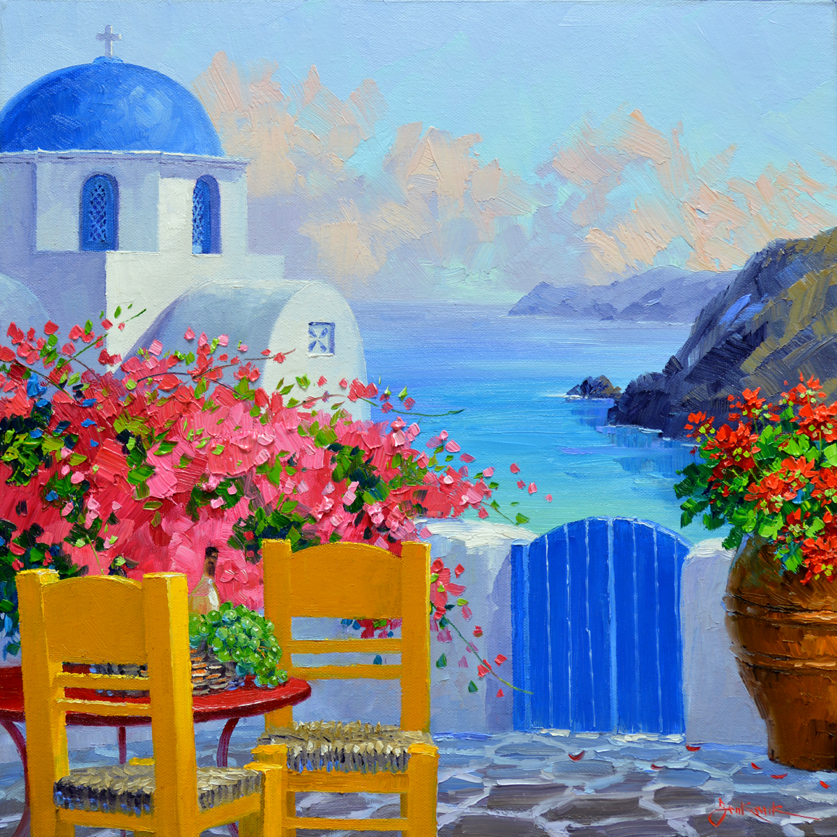 Santorini Oil Painting at PaintingValley.com | Explore collection of ...