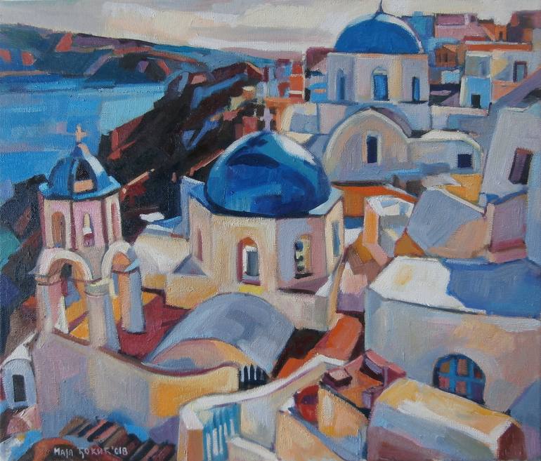 770x657 Saatchi Art Santorini Painting By Maja - Santorini Painting