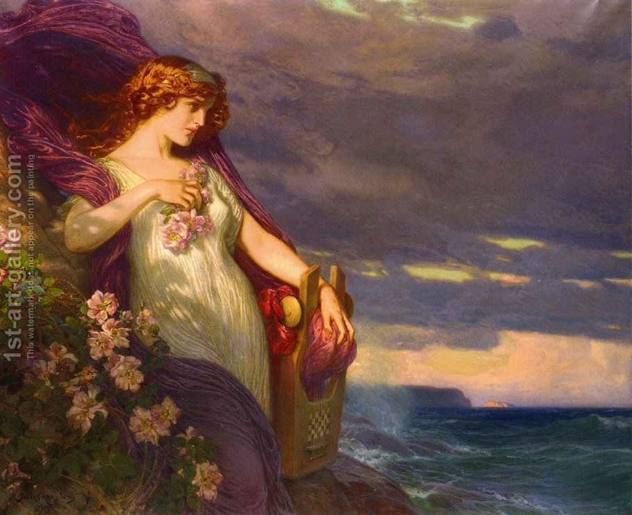 910x741 Sappho Julius Johann Ferdinand Kronberg Reproduction 1st Art Gallery - Sappho Painting