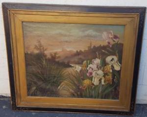 300x239 Antique Iris Oil Painting On Canvas - Sarah Painting