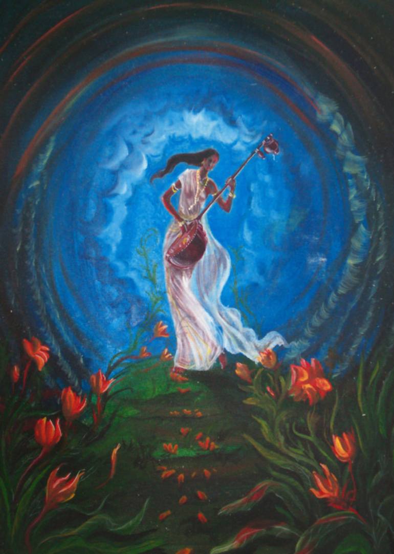 770x1082 Saatchi Art Ma Saraswati Painting By Santanu Santan Kumar - Saraswati Painting