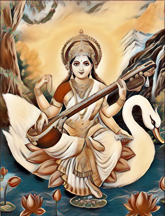 572x748 Saraswati - Saraswati Painting