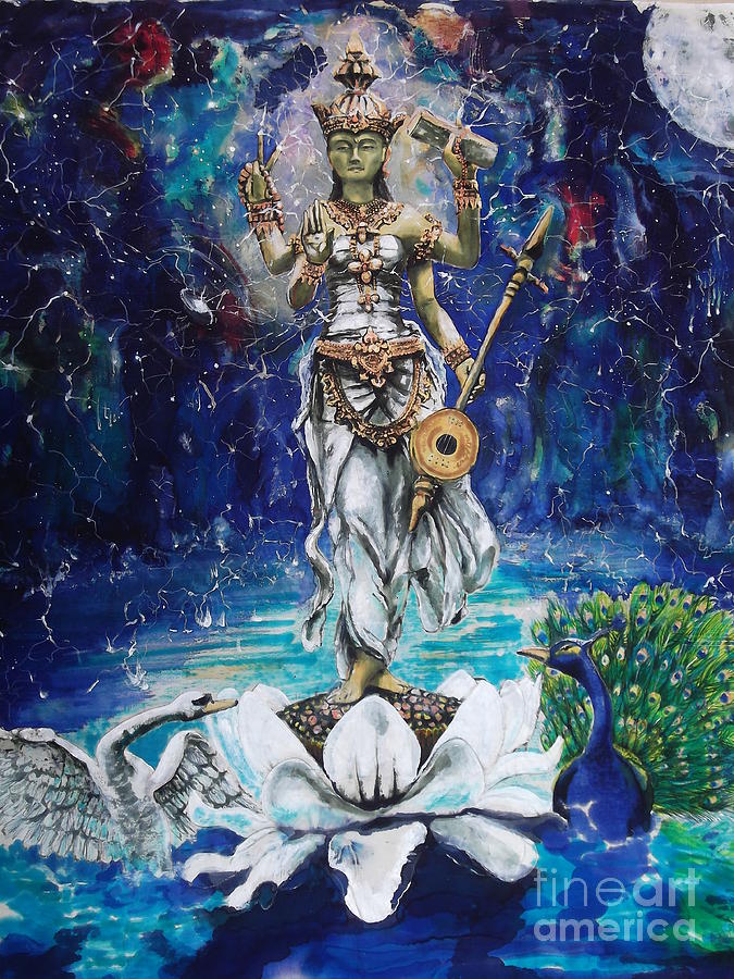 675x900 Saraswati Painting By Silk Alchemy - Saraswati Painting