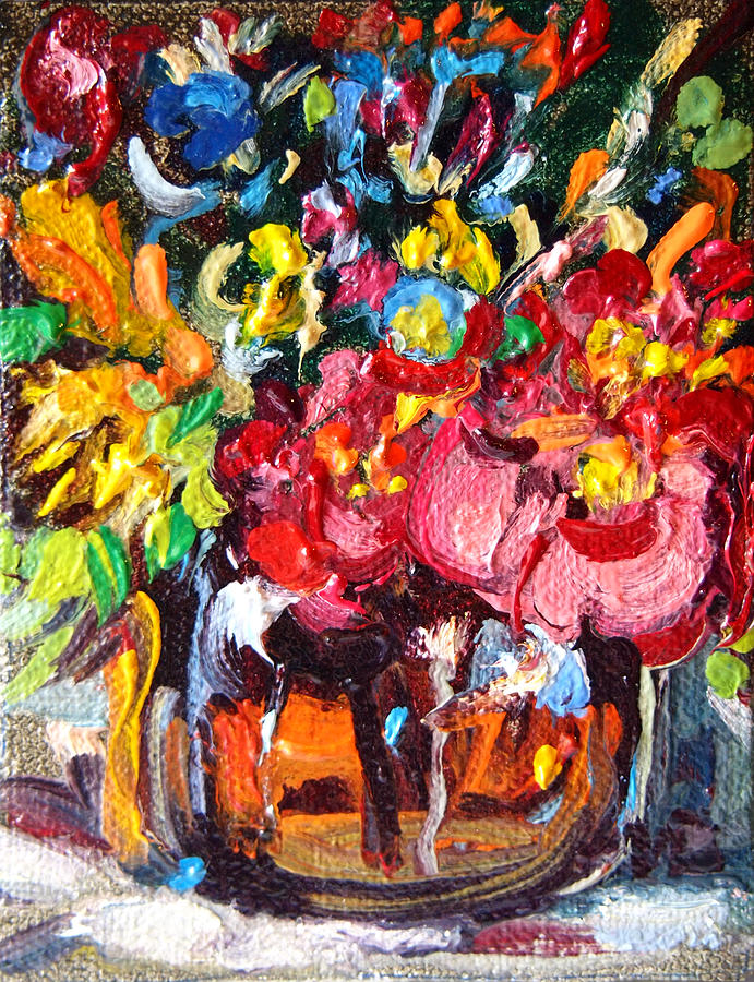691x900 Small October Flowers Painting By Melissa Sarat - Sarat Painting