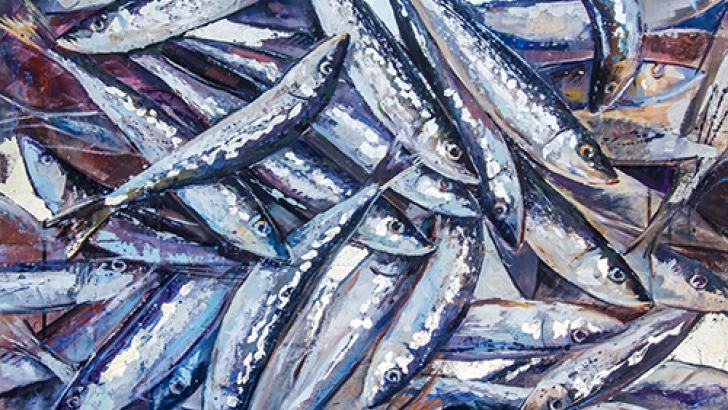 728x410 Sardines Portrayed In Painting By Portuguese Artist Roma Markov - Sardines Painting