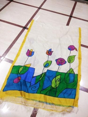 375x500 Hand Painted Silk Saree, Hand Painted Saree - Saree Painting