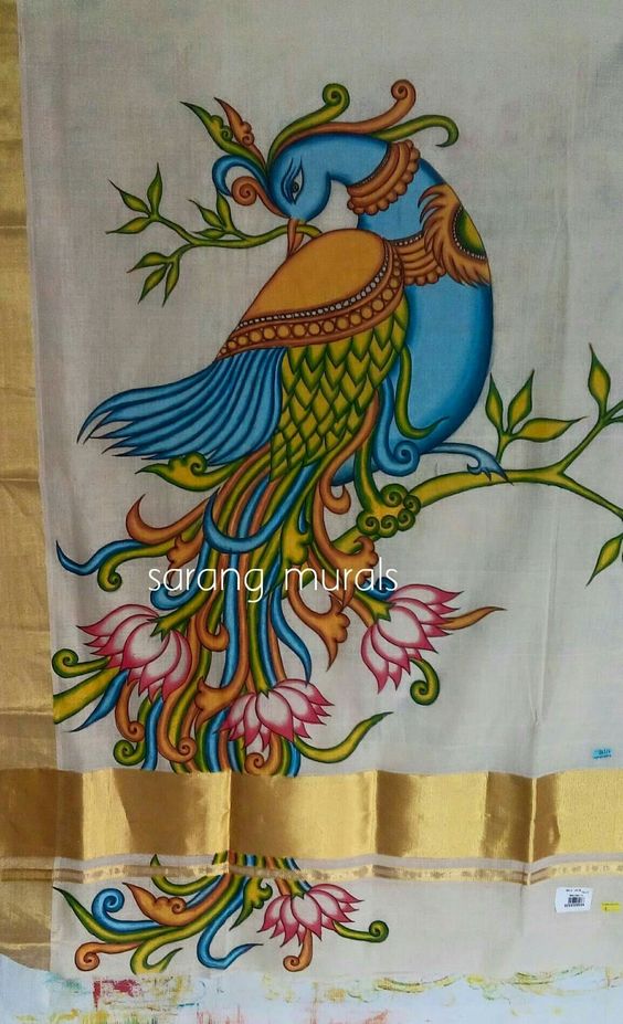 564x927 How To Kerala Mural Painted Saree Simple Craft Ideas - Saree Painting