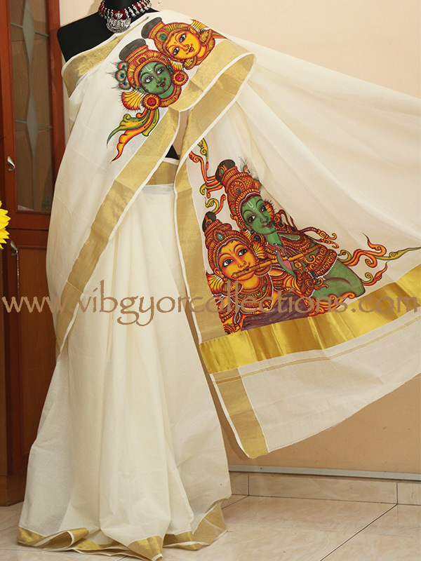 600x800 Radha Krishna - Saree Painting