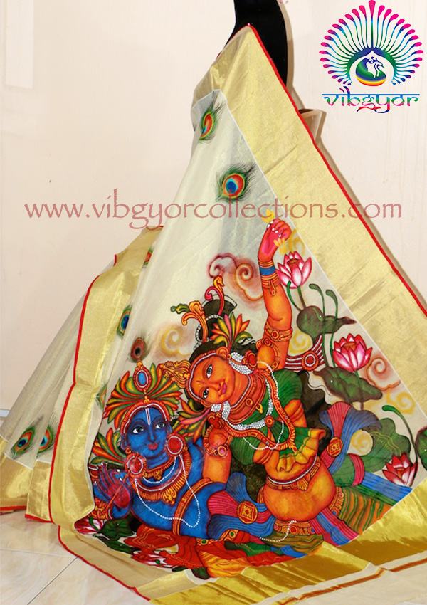 600x850 Radha Madhavam - Saree Painting