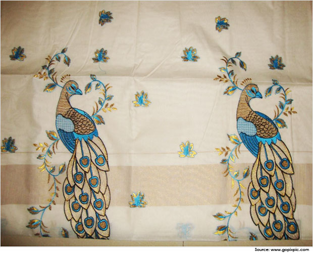 620x500 Wonderful Saree Painting Designs Peacock, Warli, Mural Saree - Saree Painting