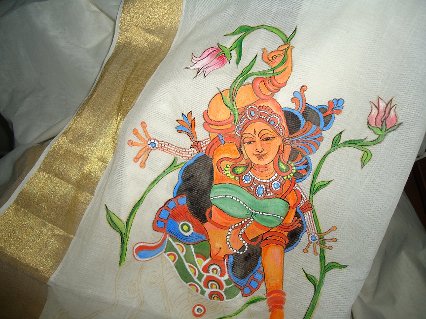 864x648 My Talent Mural Painting On Saree - Saree Painting