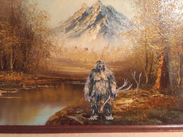 640x480 Re Purposed Thrift Store Oil Paintings Collection On Ebay! - Sasquatch Painting