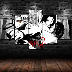 300x300 Naruto Vs Sasuke Wall Art Canvas 5 Piece Print Home Decor Manga - Sasuke Painting