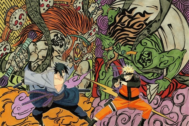 640x427 Canvas Fabric Poster Custom (Frame Available) Naruto Vs Sasuke Art - Sasuke Painting