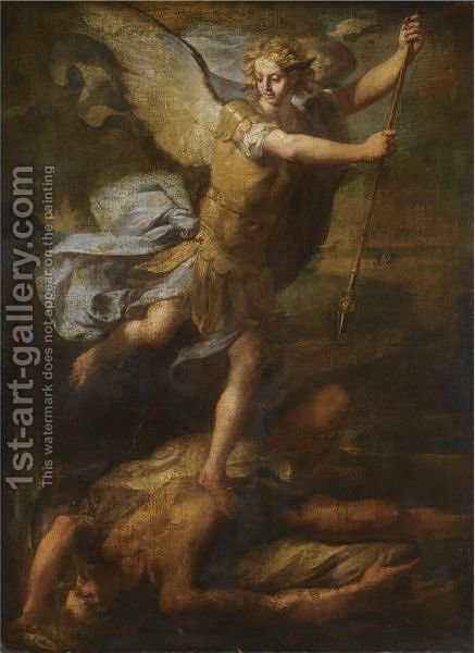 437x600 The Archangel Michael Defeating Satan Neapolitan School - Satan Painting