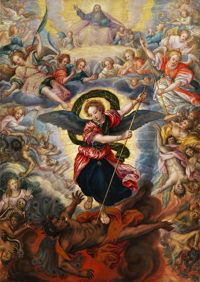 638x900 The Last Judgement With Saint Michael Fighting With Satan Painting - Satan Painting