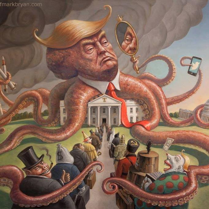 682x682 Satirical Painting Of Trump As Villainous Octopus Beastrabban'S - Satirical Painting