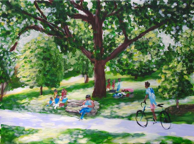 672x500 Saturday In The Park By Joe Moorman Riverson Fine Art - Saturday In The Park Painting