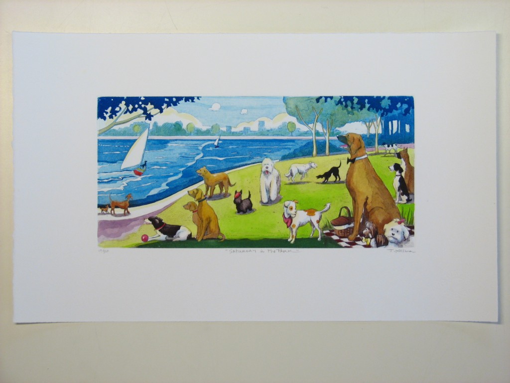 1024x768 Saturday In The Park Tinted Etching - Saturday In The Park Painting