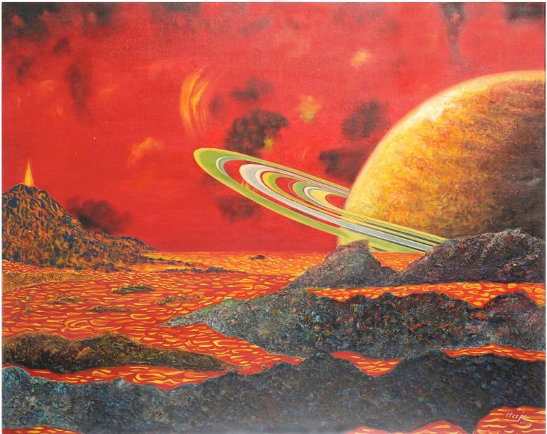 770x612 Saatchi Art Saturn From The Titan Painting By Johann Hoerndlein - Saturn Painting