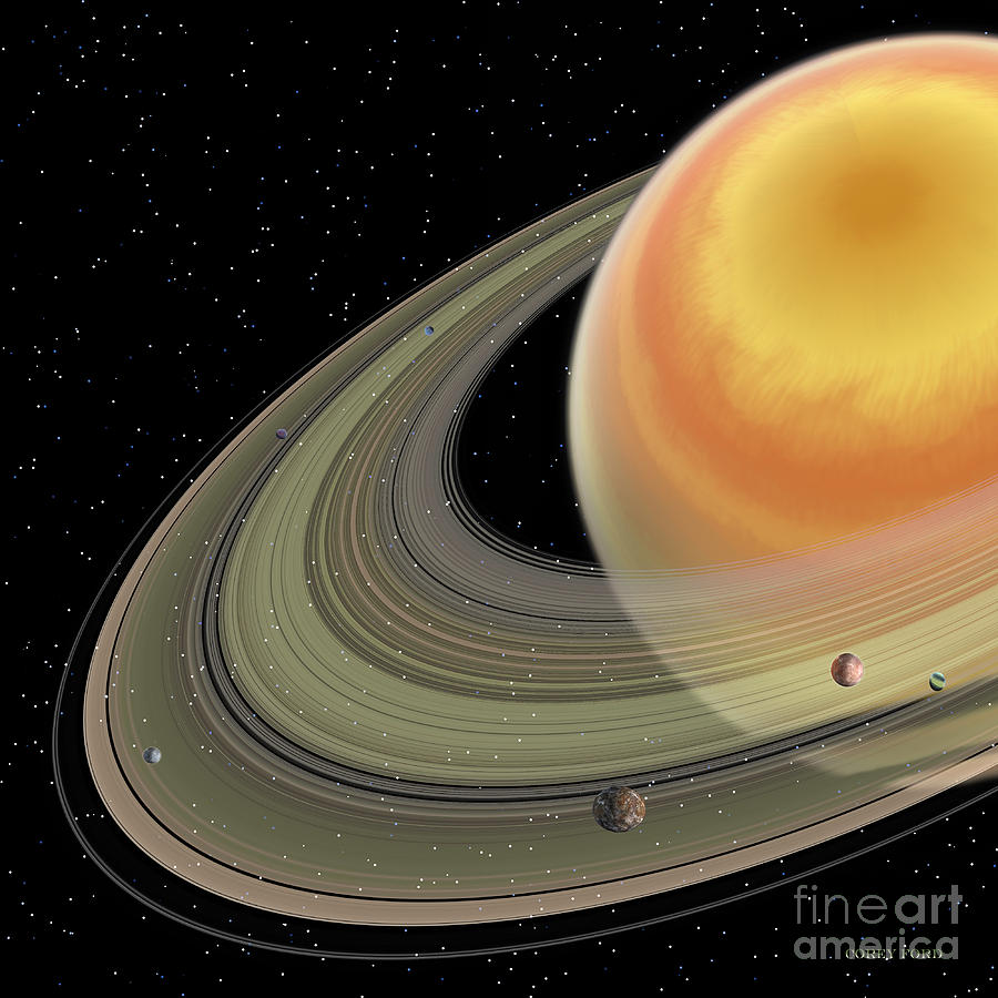 900x900 Saturn Planet Painting By Corey Ford - Saturn Painting