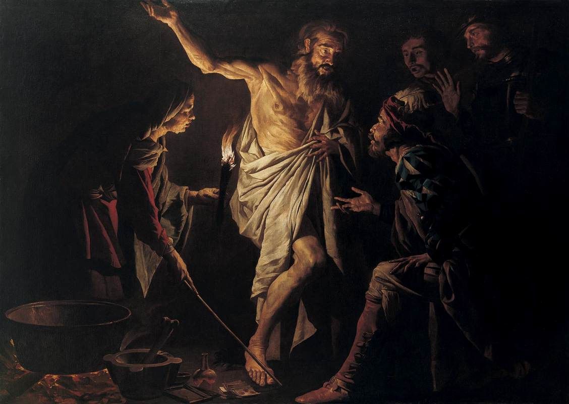 1128x800 Witchcraft Paintings Saul And The Witch Of Endor By Stom - Saul And The Witch Of Endor Painting