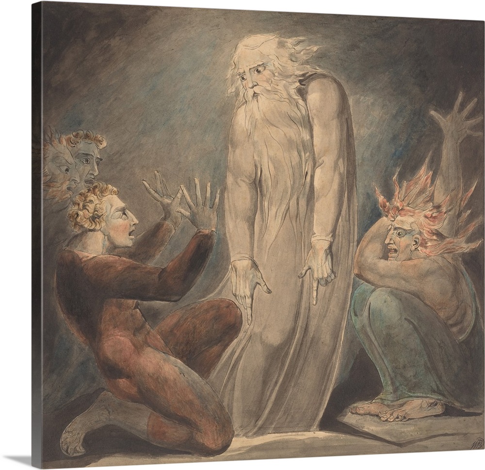 1000x968 The Ghost Of Samuel Appearing To Saul, By William Blake, 1800 - Saul Painting