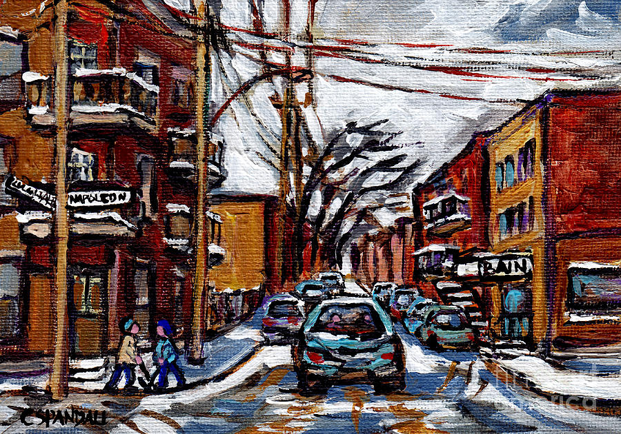 900x630 Painting Montreal Landmarks Coloniale Sauna Baths At Rue Naploleon - Sauna Painting
