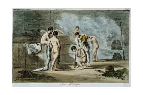 473x315 Russian Men In A Sauna, - Sauna Painting