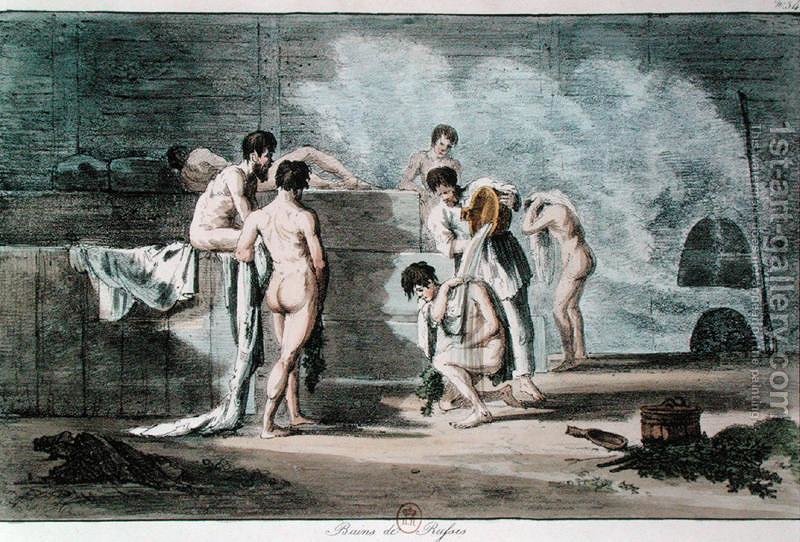 800x542 Russian Men In A Sauna Armand Gustave Houbigant Reproduction 1st - Sauna Painting