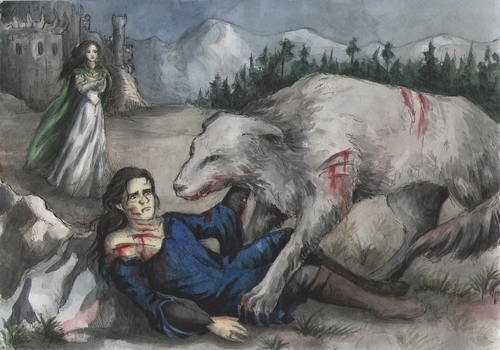 1024x716 Sauron And Huan By Anotherstranger Me - Sauron Painting