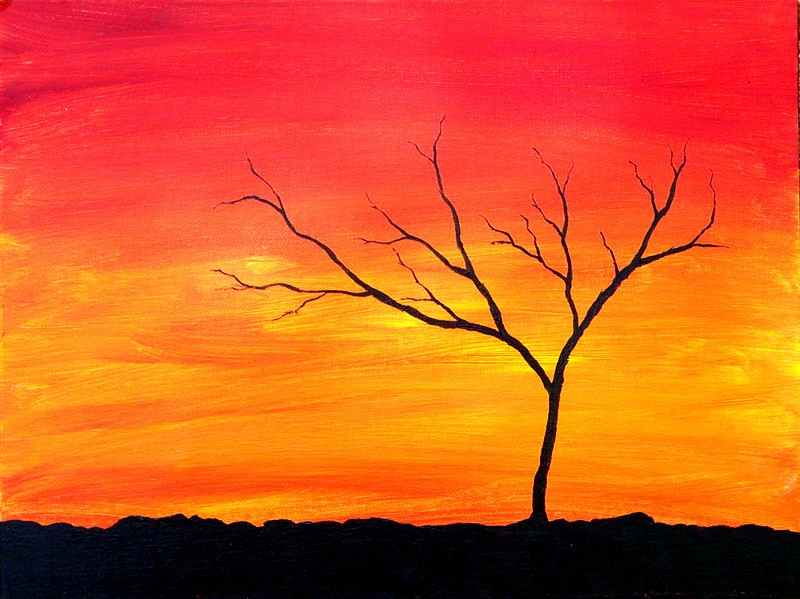 800x599 Introverted Painting Savannah Tree Original Painting - Savannah Painting