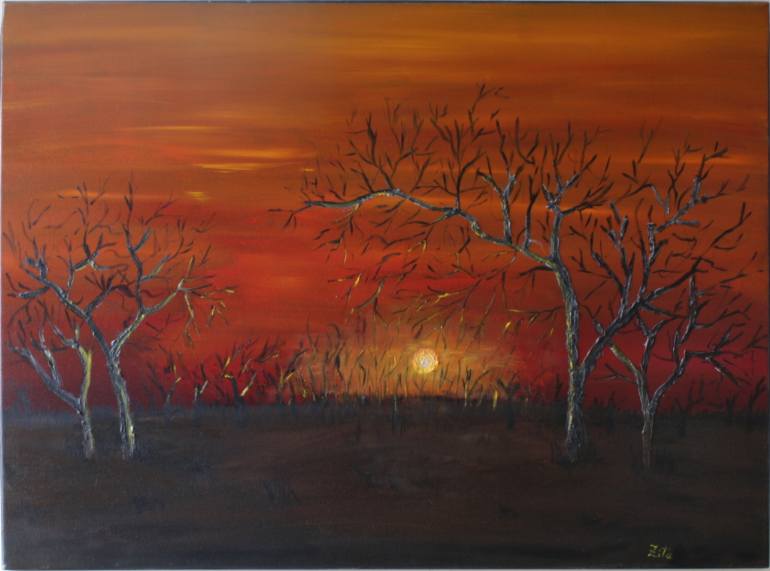 770x571 Saatchi Art Sunset On The Savannah Painting By Zita Dantas - Savannah Painting