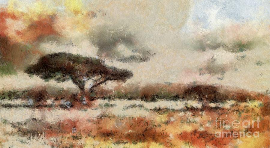 900x494 Savannah Landscape By Sarah Kirk Painting By Sarah Kirk - Savannah Painting