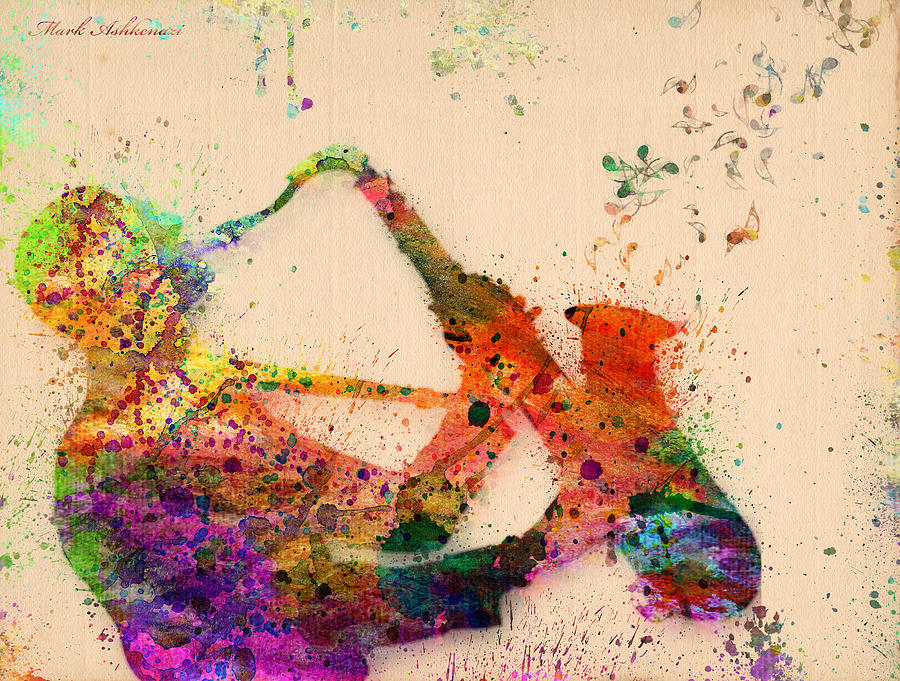 900x681 Saxophone Painting By Mark Ashkenazi - Saxophone Painting