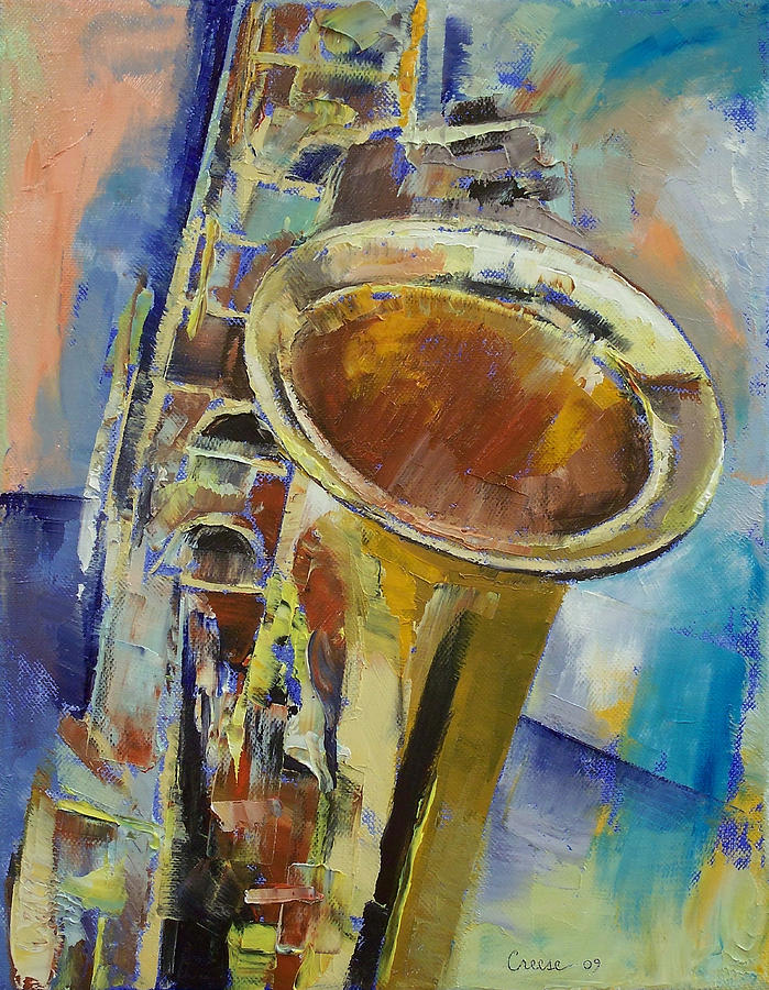 699x900 Saxophone Painting By Michael Creese - Saxophone Painting