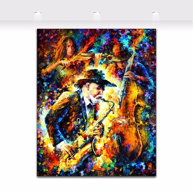 640x640 Jazz Music Saxophone Soul Musician Palette Knife Oil Painting - Saxophone Painting