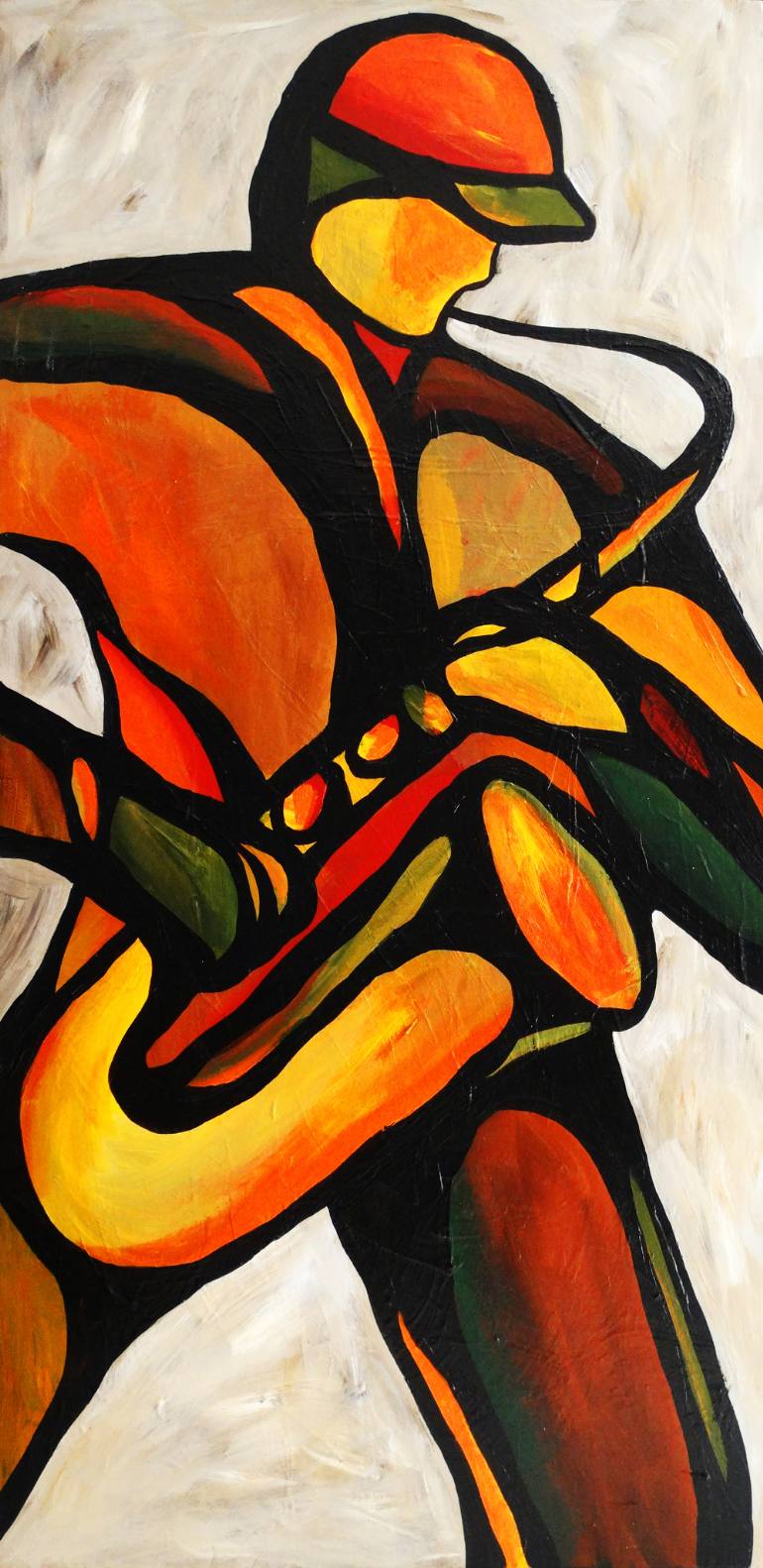 770x1582 Saatchi Art Saxophone Player Painting By Mike Daneshi - Saxophone Player Painting