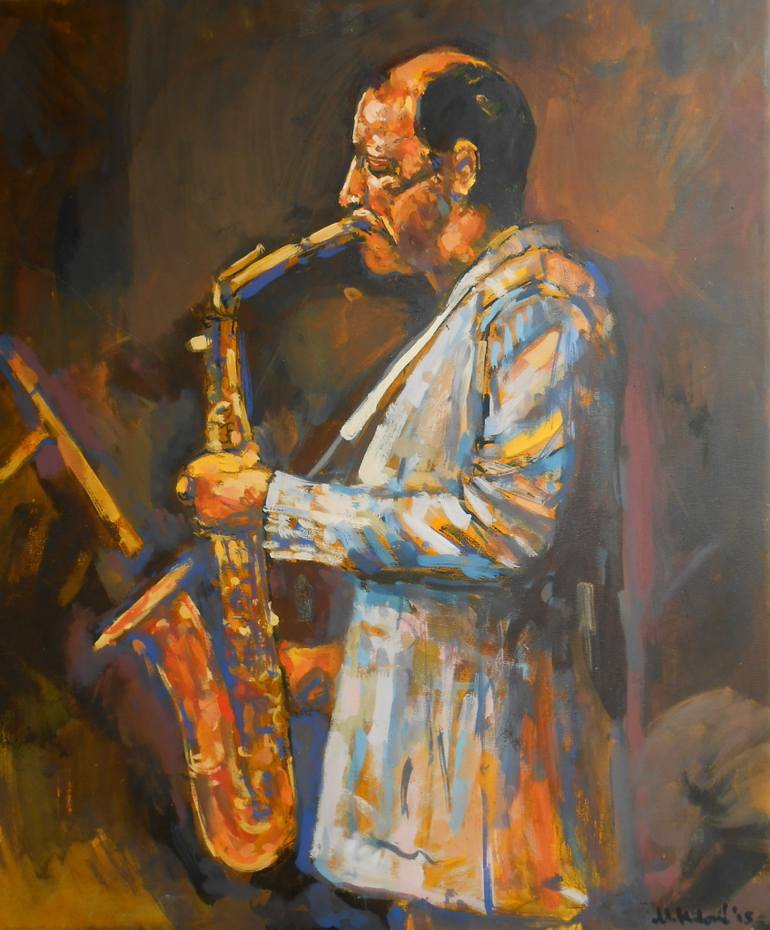 770x930 Saatchi Art Sax Player Painting By Marko Milovic - Saxophone Player Painting