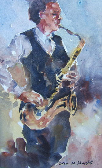 334x550 Sax Player - Saxophone Player Painting