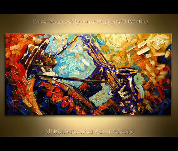 570x486 Saxophone Player Oil Painting Figure Art Home Decor Ready To Hang - Saxophone Player Painting