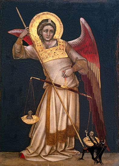393x550 Guariento Angel Of Justice With Scales - Scales Of Justice Painting