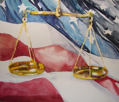 400x341 Jana's Brush With Watercolor Scales Of Justice - Scales Of Justice Painting